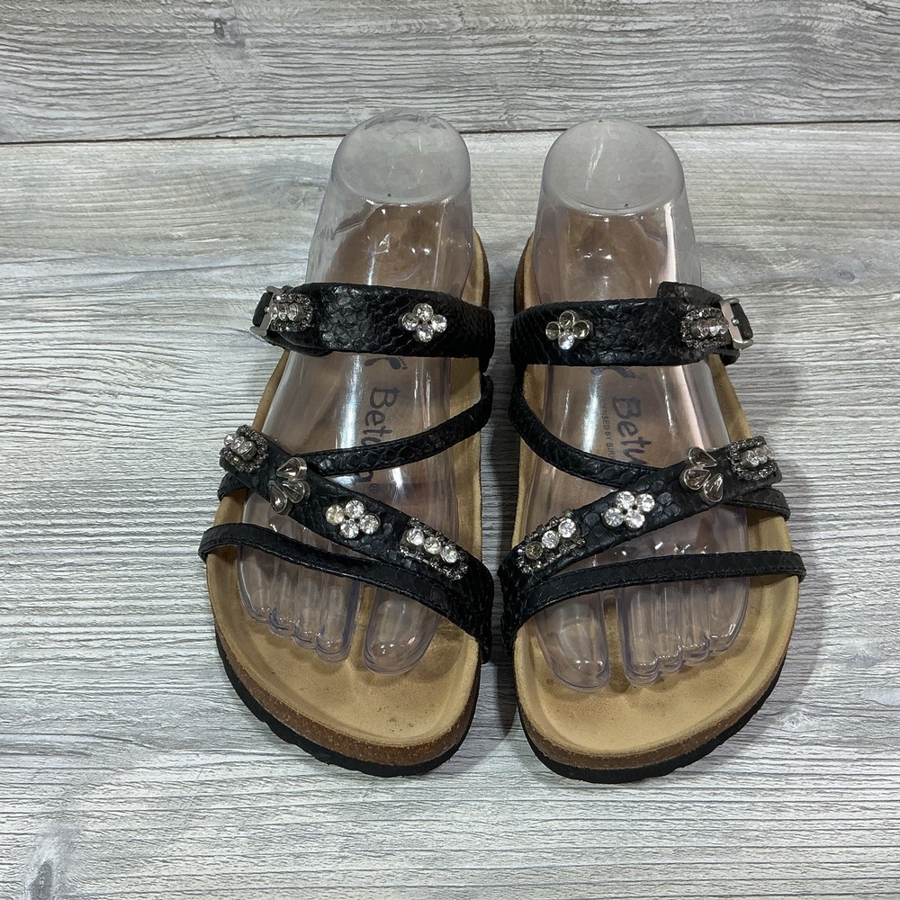 Birkenstock Betula Sandals Slides Black Leather Bedazzled Women's Size 38-7 N US - Picture 2 of 12